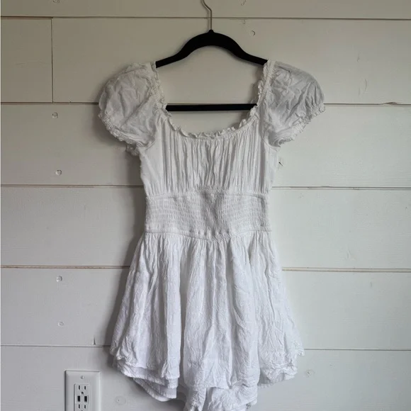 white mini dress hollister Buy Hollister Flutter Sleeve Dipped Hem Mini Skort White Dress from Next USA